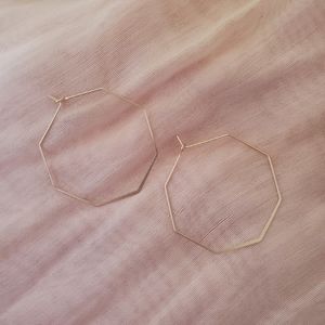 Gold Octagon hoop earrings